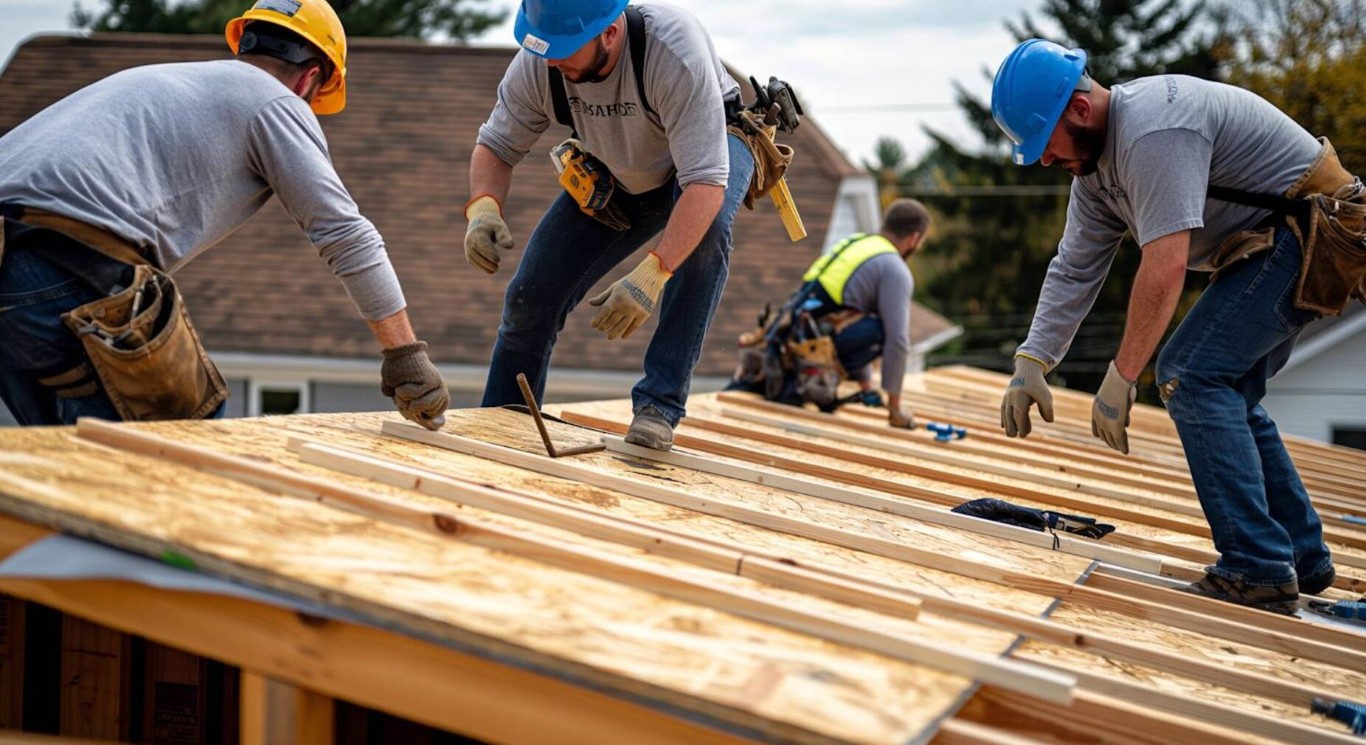 Professional crew installing new roof replacement in Claremont, CA
